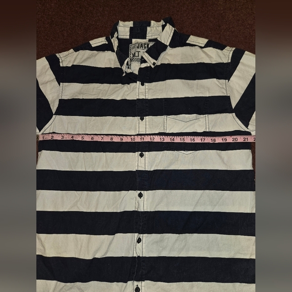 Jack DMD Striped Shirt In Navy Blue And White Size XLT Vintage - Picture 5 of 8